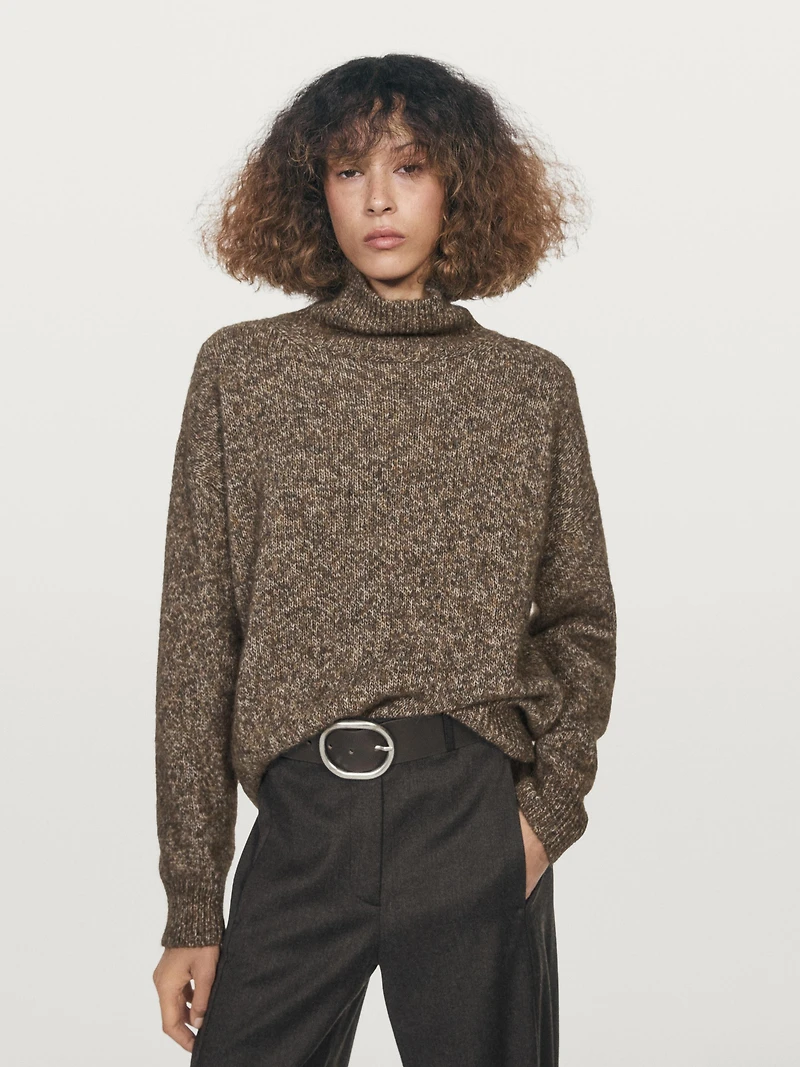 Mouliné knit alpaca and wool blend turtleneck sweater