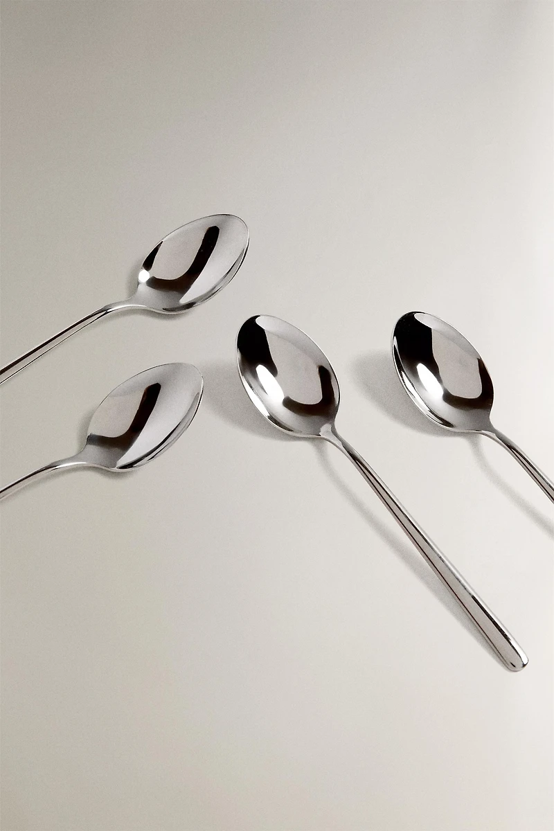 SET OF SHINY STEEL DESSERT SPOONS (SET OF 4)