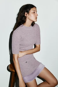 TEXTURED FAUX FUR DRESS