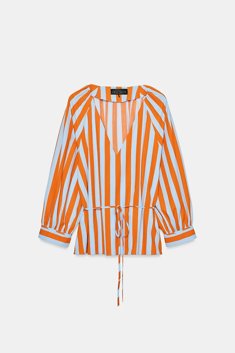 STRIPED SHIRT WITH SLIM BELT