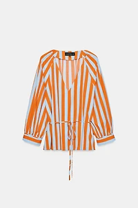 STRIPED SHIRT WITH SLIM BELT