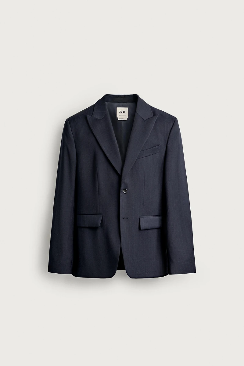 REGULAR FIT 100% WOOL PINSTRIPE SUIT BLAZER