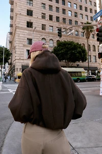 SOFT HOODIE OVERSIZED BOMBER JACKET