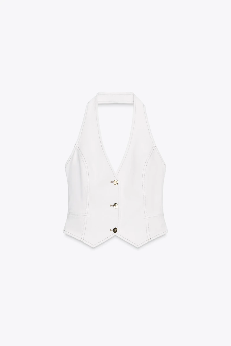 TOP Z1975 COURT EN JEAN HALTER