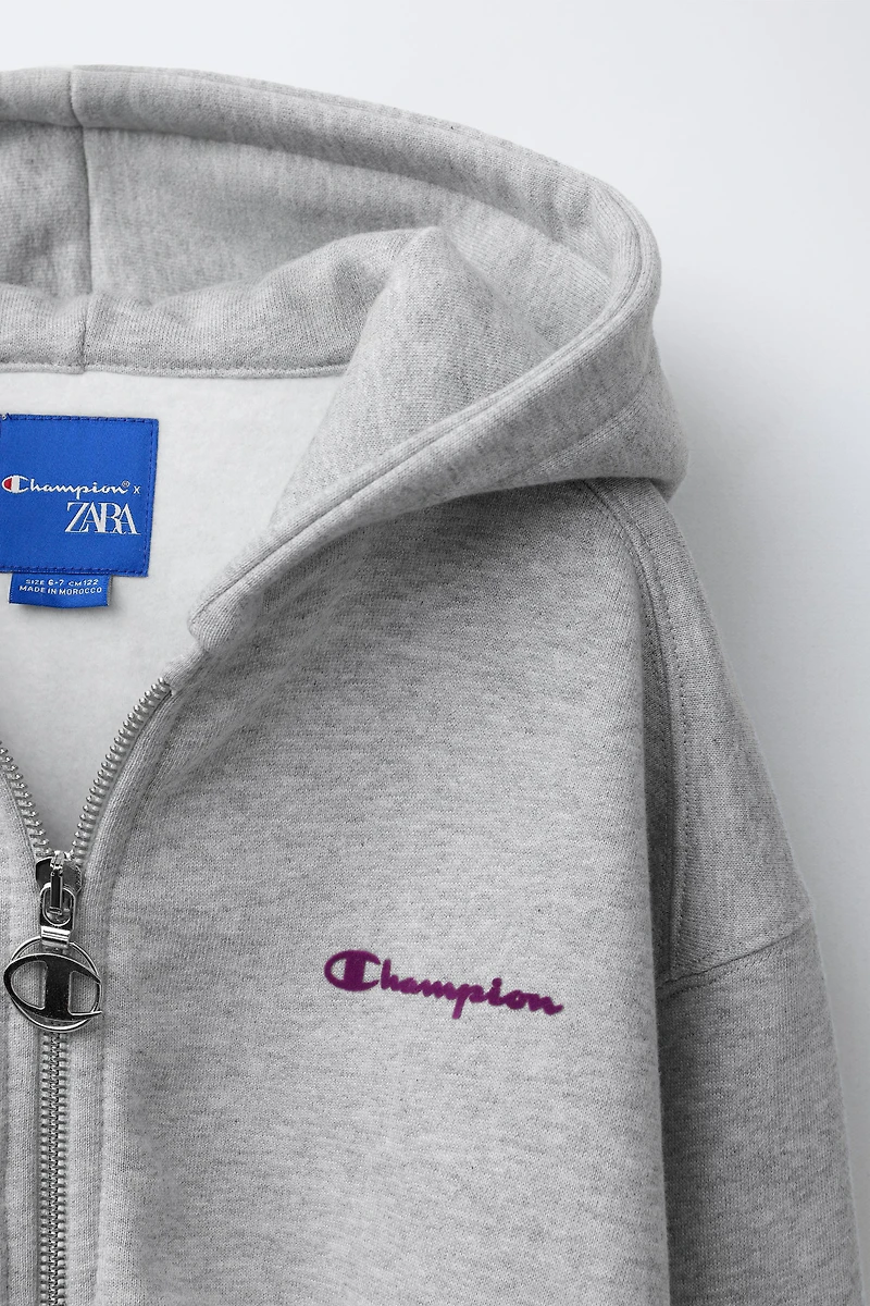 CHAMPION ® X ZARA FLOCKED TEXT ZIP-UP SWEATSHIRT