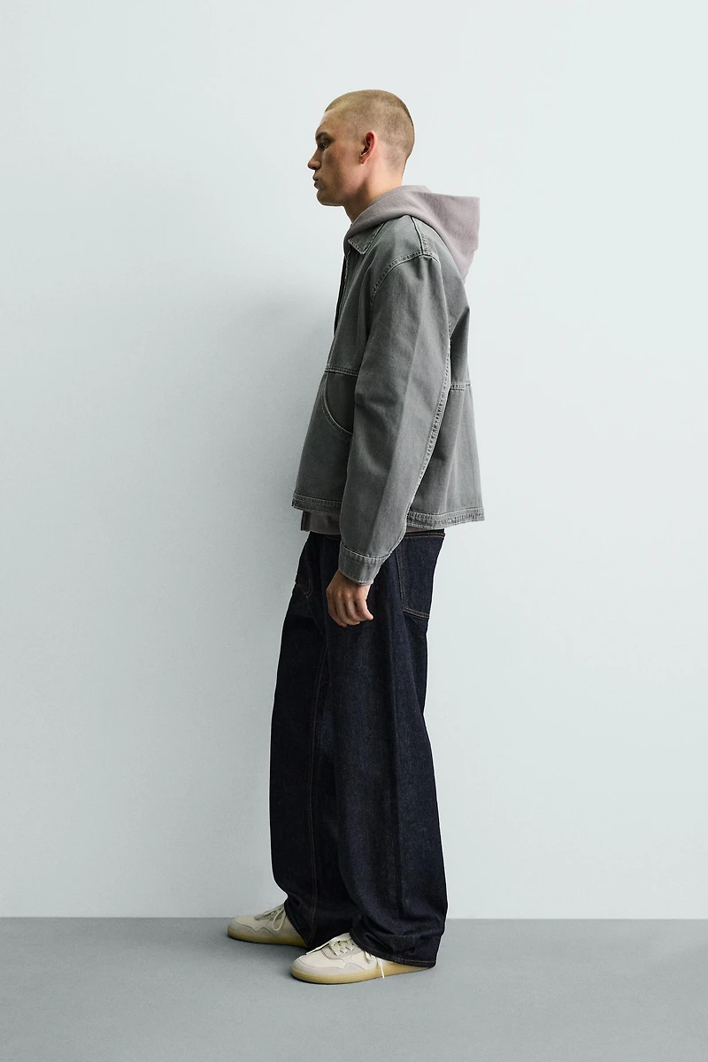 CONTRAST TOPSTITCHING BOXY FIT JACKET