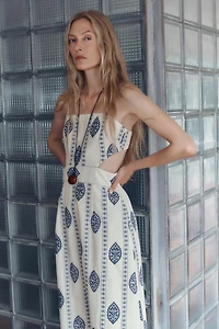 CUT OUT EMBROIDERED MIDI DRESS