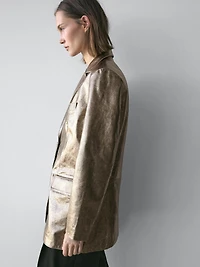 Blazer en cuir nappa métallisé
