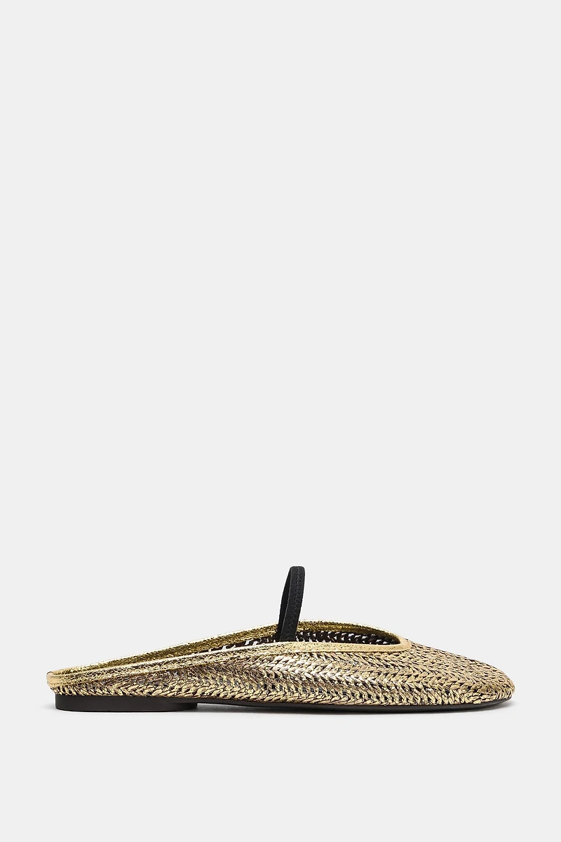 BRAIDED METALLIC SLINGBACK BALLET FLATS