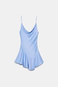ROBE COURTE SATINÉE BAS ASYMÉTRIQUE