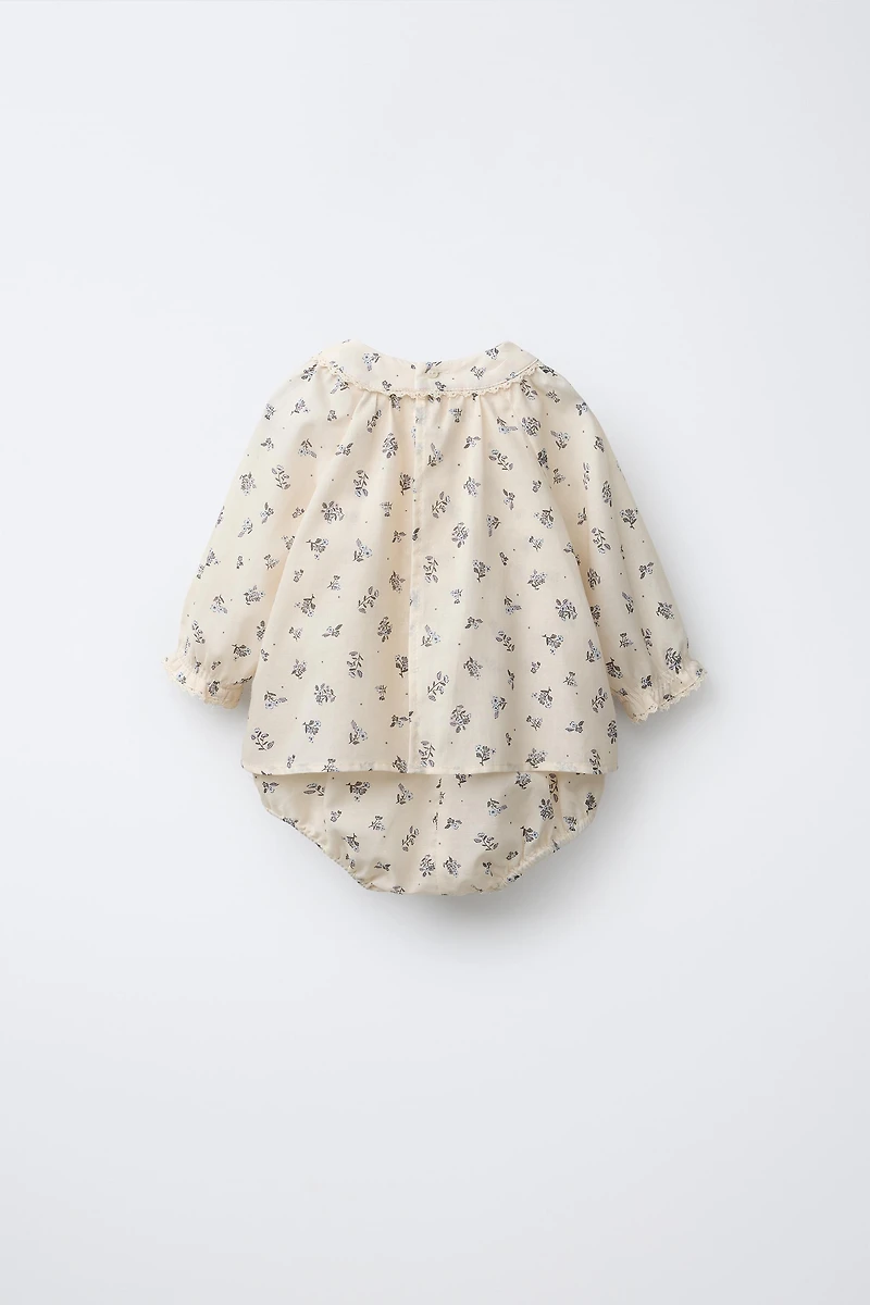 FLORAL PRINT BODYSUIT DRESS