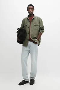 Heavy linen overshirt with pocket details