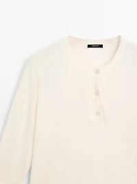 Wool blend henley sweater