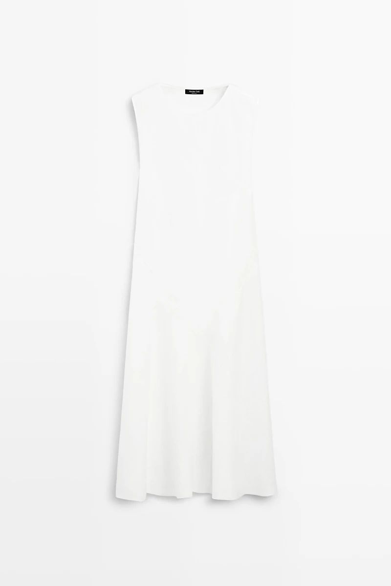 Flowing 100% linen midi dress