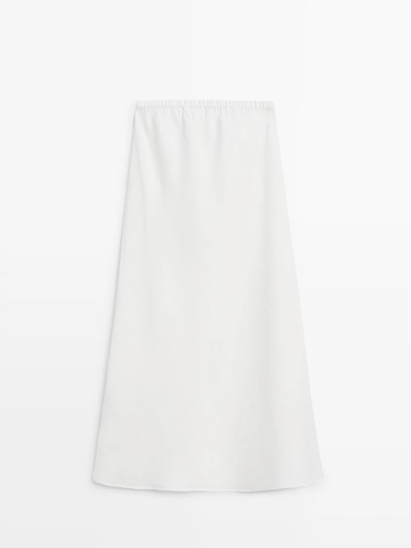 100% linen midi skirt with elasticated waistband