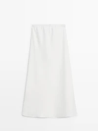 100% linen midi skirt with elasticated waistband