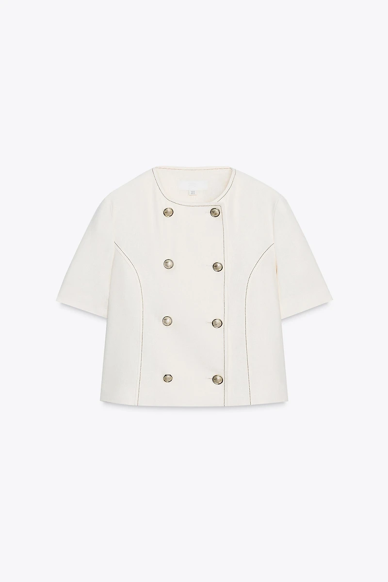 SHORT SLEEVE BLAZER WITH LINEN