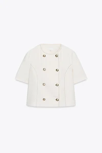 SHORT SLEEVE BLAZER WITH LINEN