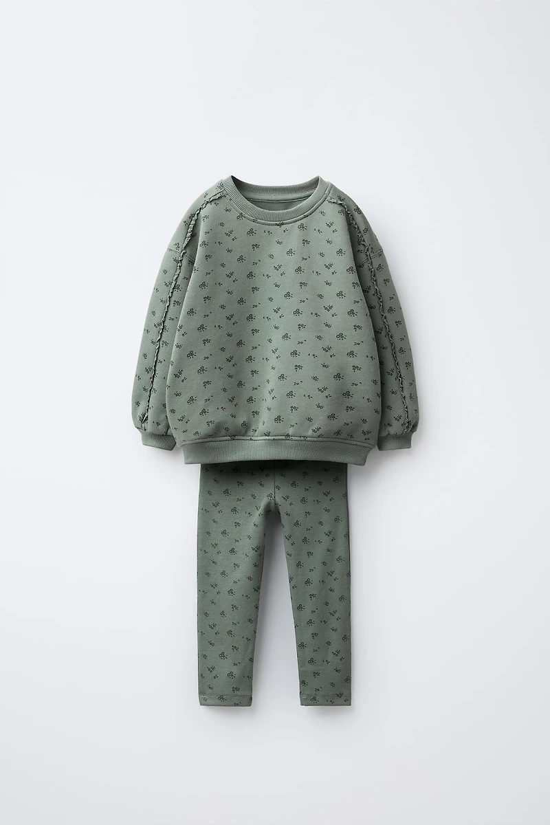 FLORAL SWEATSHIRT AND LEGGINGS SET