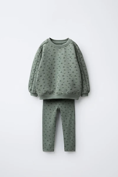 FLORAL SWEATSHIRT AND LEGGINGS SET