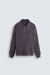 GEOMETRIC JACQUARD KNIT POLO SHIRT