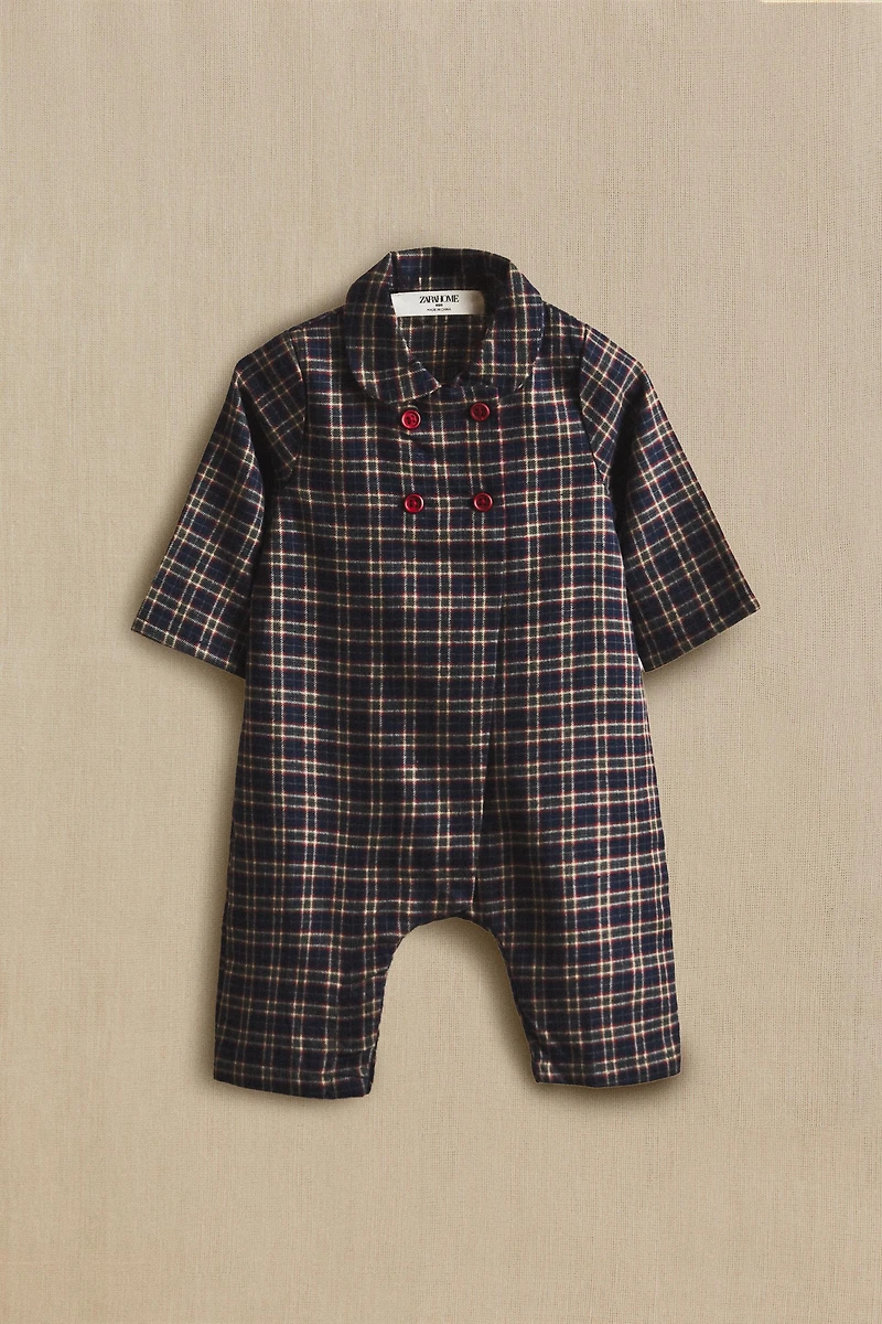 CHECK FLANNEL CHRISTMAS BABY ROMPER