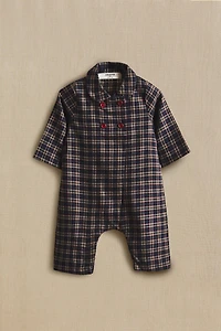 CHECK FLANNEL CHRISTMAS BABY ROMPER