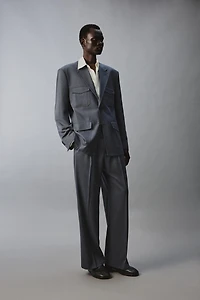 WOOL BLEND FLARE FIT SUIT PANTS