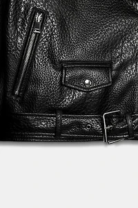 BLOUSON DE MOTARD À ÉPAULETTES EN MATIÈRE SYNTHÉTIQUE