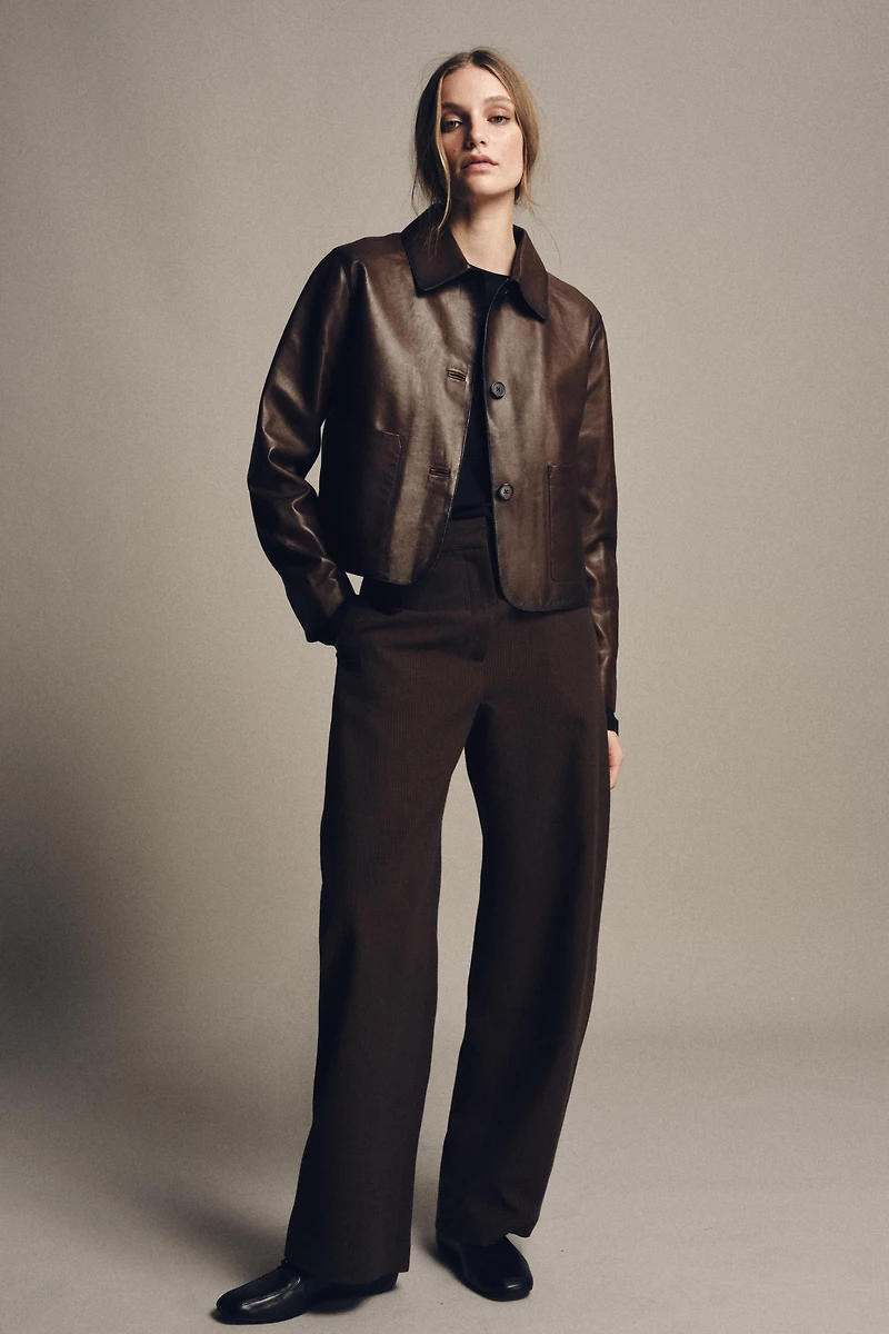 MINIMAL LEATHER JACKET ZW COLLECTION LIMITED EDITION