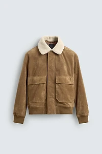 BLOUSON EN CUIR SUÉDÉ AVEC EFFET MOUTON