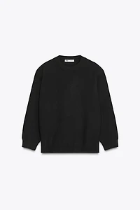 PLAIN KNIT SWEATSHIRT WITH SHOULDER PADS