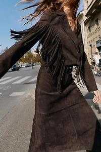 FAUX SUEDE FRINGED JACKET