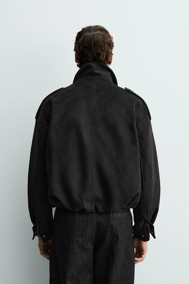 FAUX SUEDE CROPPED FIT JACKET