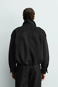 FAUX SUEDE CROPPED FIT JACKET