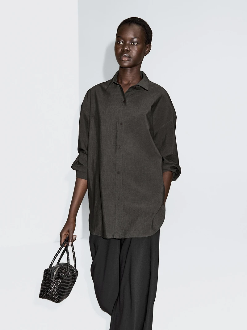 Oversize cotton blend shirt