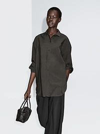 Oversize cotton blend shirt