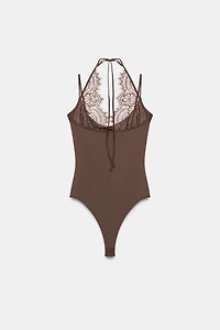 BODY HALTER AVEC DENTELLE COMBINÉE