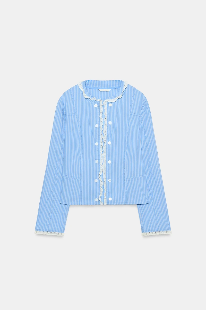 STRIPED LACE POPLIN JACKET