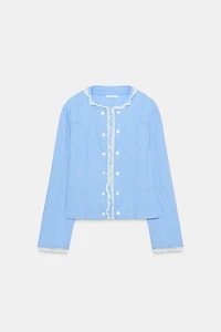 STRIPED LACE POPLIN JACKET