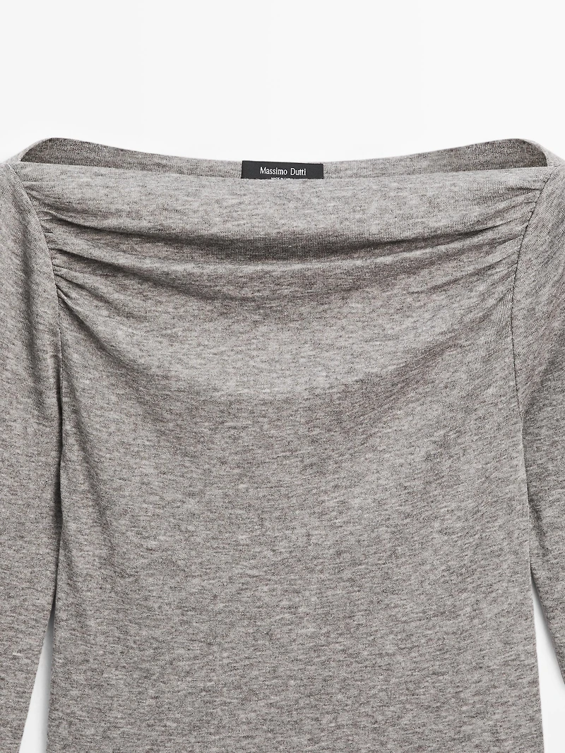 Draped boat neck top