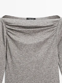 Draped boat neck top