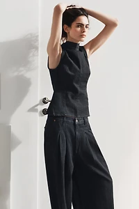 TRF DENIM HALTER TIE TOP