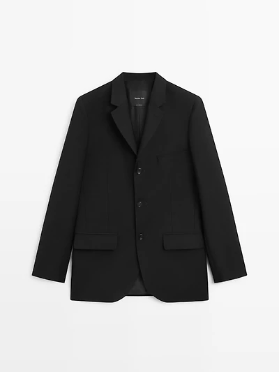 Three-button wool blazer
