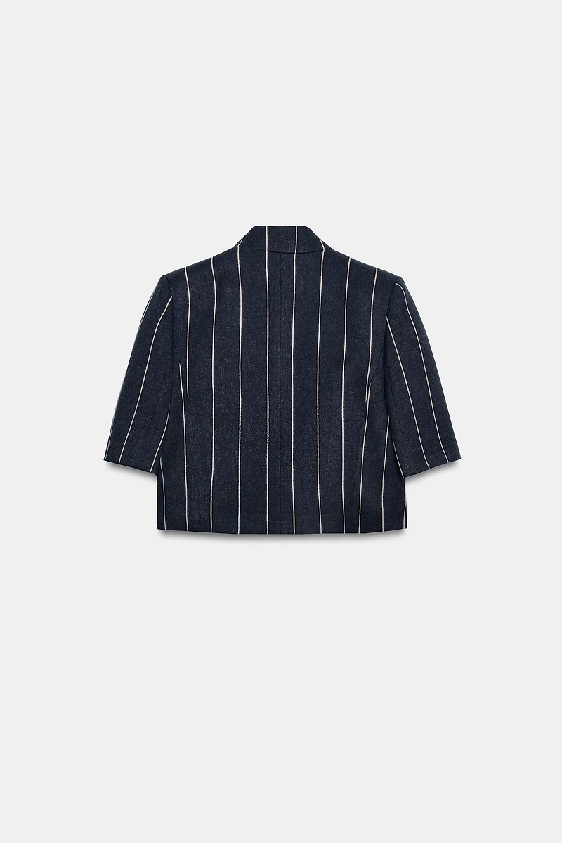 STRIPED LINEN BLEND JACKET ZW COLLECTION