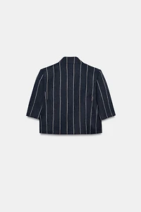 STRIPED LINEN BLEND JACKET ZW COLLECTION