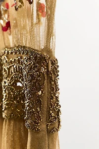 METALLIC THREAD BEADED DRESS