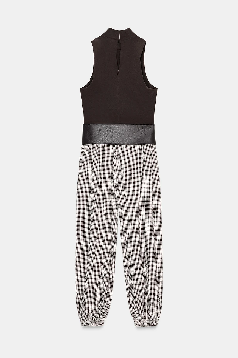 BELTED GINGHAM COMBINATION JUMPSUIT