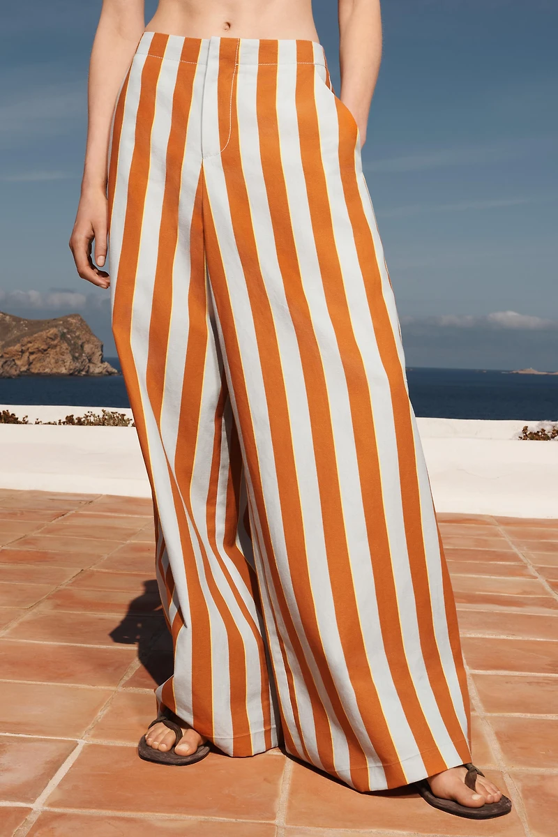 LIMITED EDITION STRIPED WIDE-LEG PANTS