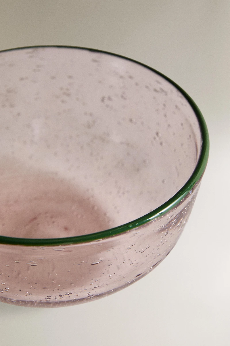 BUBBLE GLASS BOWL WITH RIM